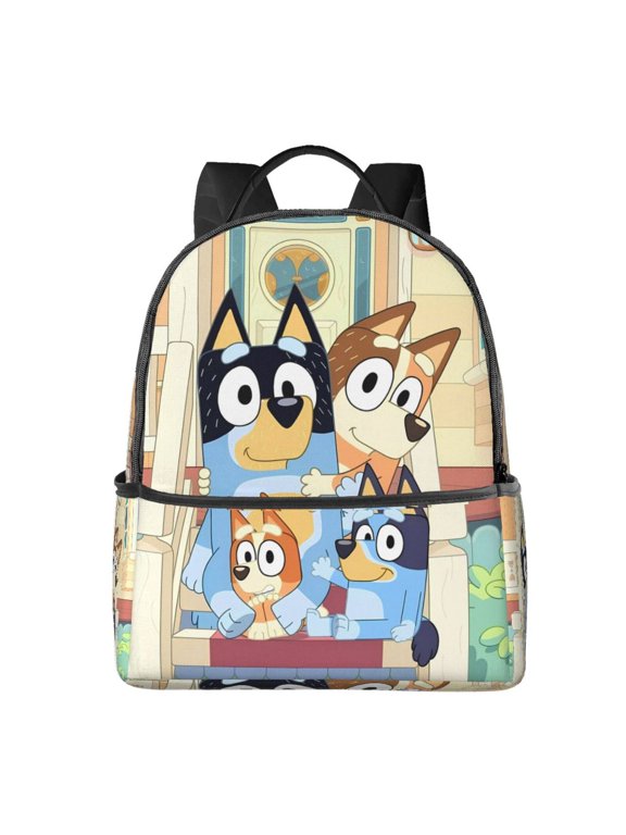Bluey Pattern Student Backpack Ergonomic Double Shoulder Backpack, Large Capacity Durable & Comfortable, for School, College, Travel