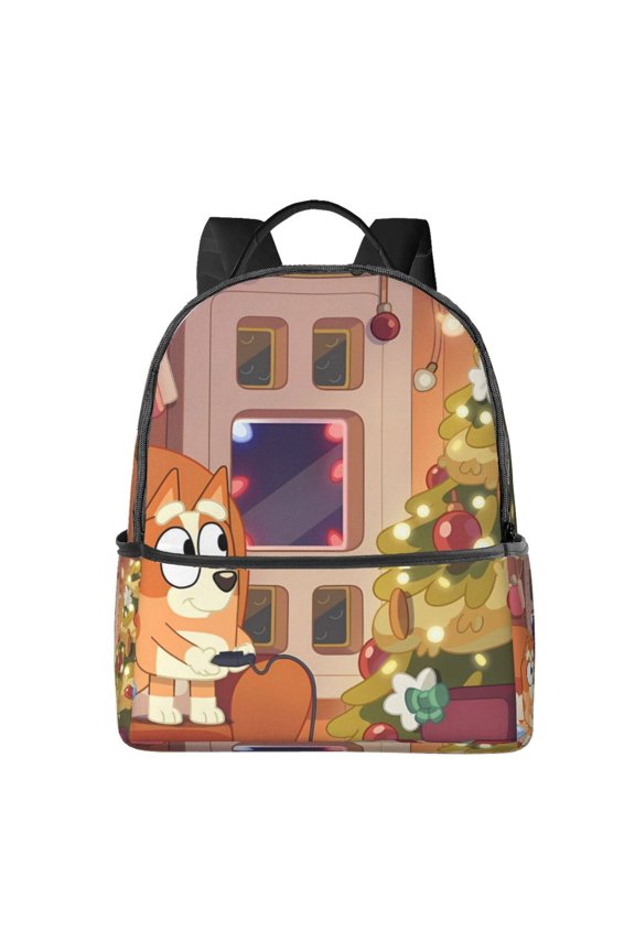 Bluey Pattern Student Backpack Ergonomic Double Shoulder Backpack, Large Capacity Durable & Comfortable, for School, College, Travel