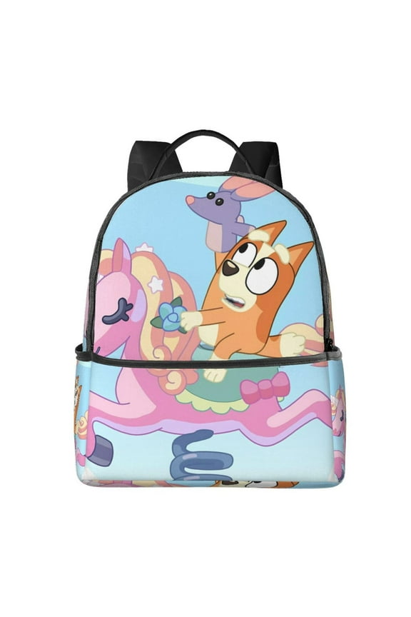 Bluey Pattern Student Backpack Ergonomic Double Shoulder Backpack, Large Capacity Durable & Comfortable, for School, College, Travel