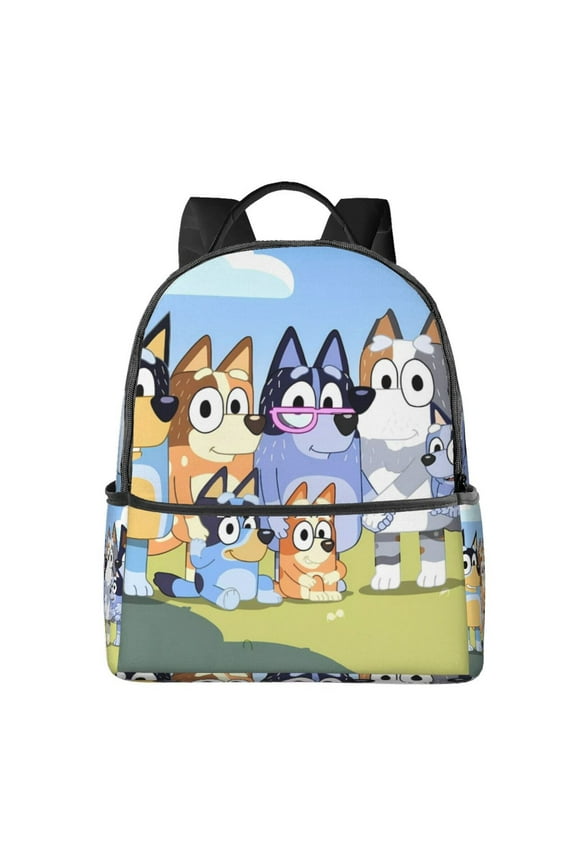 Bluey Pattern Student Backpack  Ergonomic Double Shoulder Backpack, Large Capacity Durable & Comfortable, for School, College, Travel