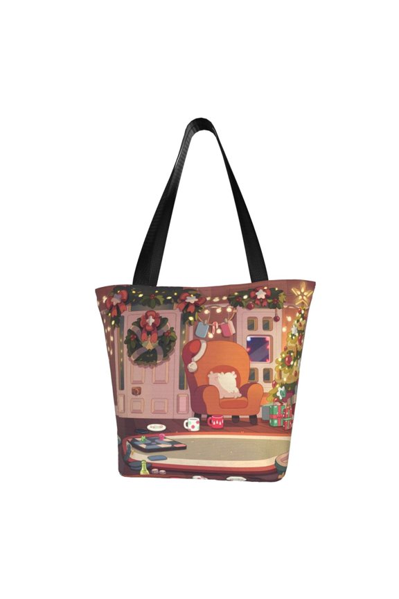 Bluey Pattern Tote Bag Aesthetic Shoulder Bag, Grocery Tote with Shoulder Straps, Large Collapsible Tote with Protective Foam Lining