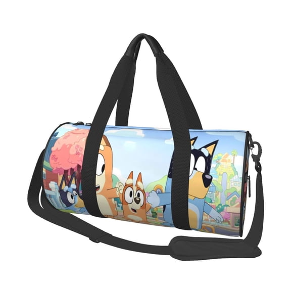 Kowoue Bluey Pattern Travel Duffel Bag, Large Capacity Sports Gym Bag with Shoulder Strap Foldable Camping Bags for Weekender Gear Storage Overnight