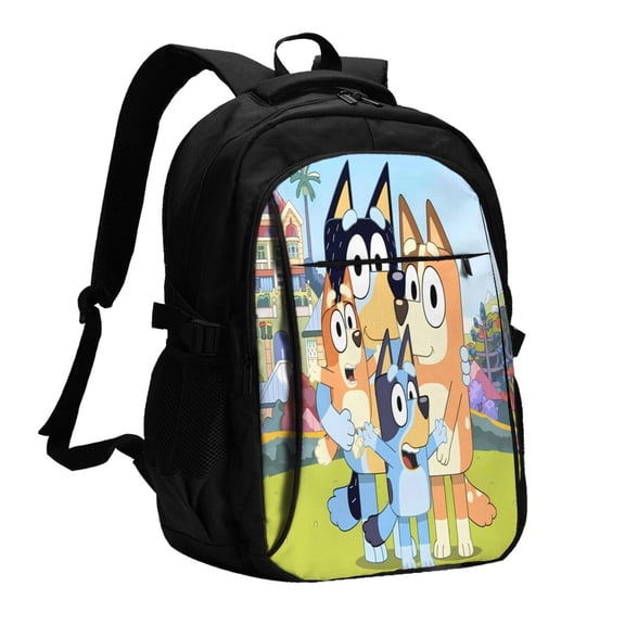 Kowoue Bluey Pattern USB Backpack with Charging Port - Large Capacity Travel Backpack , Computer Backpack , Multi-Pocket Laptop Backpack