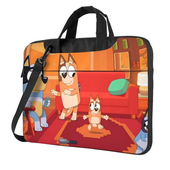 Kowoue Bluey Pattern Ultra-Thin Laptop Bag – Lightweight Shoulder Briefcase with Carry Handle, and Adjustable Strap, Fits 13-15.6-inch Laptops