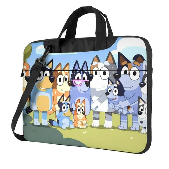 Kowoue Bluey Pattern Ultra-Thin Laptop Bag – Lightweight Shoulder Briefcase with Carry Handle, and Adjustable Strap, Fits 13-15.6-inch Laptops