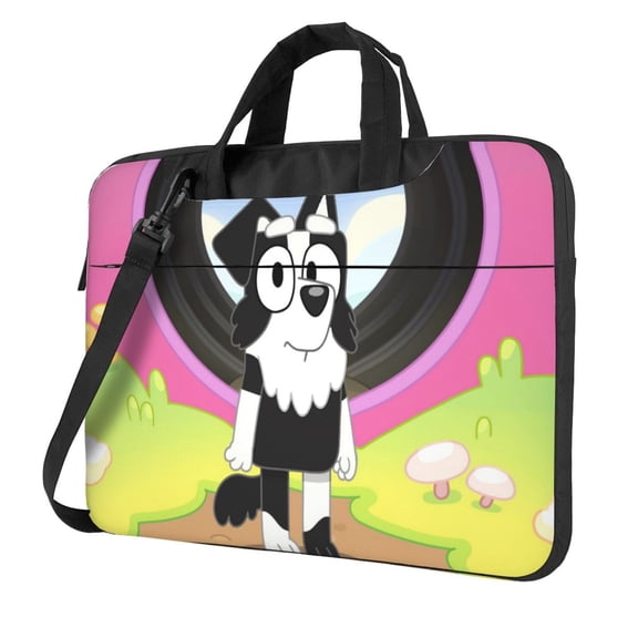 Kowoue Bluey Pattern Ultra-Thin Laptop Bag – Lightweight Shoulder Briefcase with Carry Handle, and Adjustable Strap, Fits 13-15.6-inch Laptops