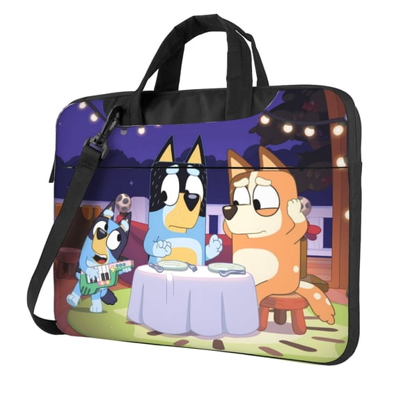 Kowoue Bluey Pattern Ultra-Thin Laptop Bag – Lightweight Shoulder Briefcase with Carry Handle, and Adjustable Strap, Fits 13-15.6-inch Laptops