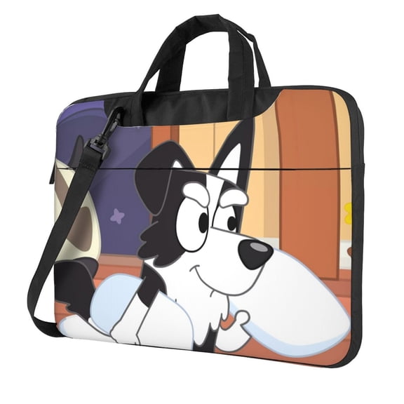 Kowoue Bluey Pattern Ultra-Thin Laptop Bag – Lightweight Shoulder Briefcase with Carry Handle, and Adjustable Strap, Fits 13-15.6-inch Laptops