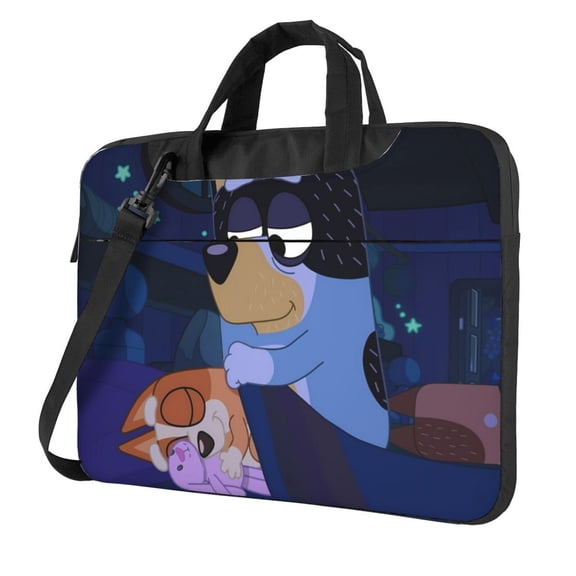 Kowoue Bluey Pattern Ultra-Thin Laptop Bag – Lightweight Shoulder Briefcase with Carry Handle, and Adjustable Strap, Fits 13-15.6-inch Laptops