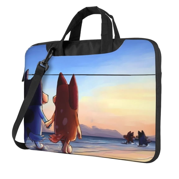 Kowoue Bluey Pattern Ultra-Thin Laptop Bag – Lightweight Shoulder Briefcase with Carry Handle, and Adjustable Strap, Fits 13-15.6-inch Laptops