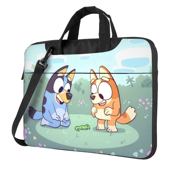 Kowoue Bluey Pattern Ultra-Thin Laptop Bag – Lightweight Shoulder Briefcase with Carry Handle, and Adjustable Strap, Fits 13-15.6-inch Laptops