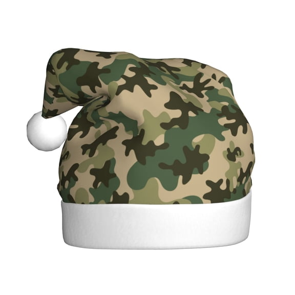 Kowoue Camouflag Pattern Santa Hat Christmas Hats for Adults, Holiday Unisex Velvet Comfort Xmas Hat for Women Men