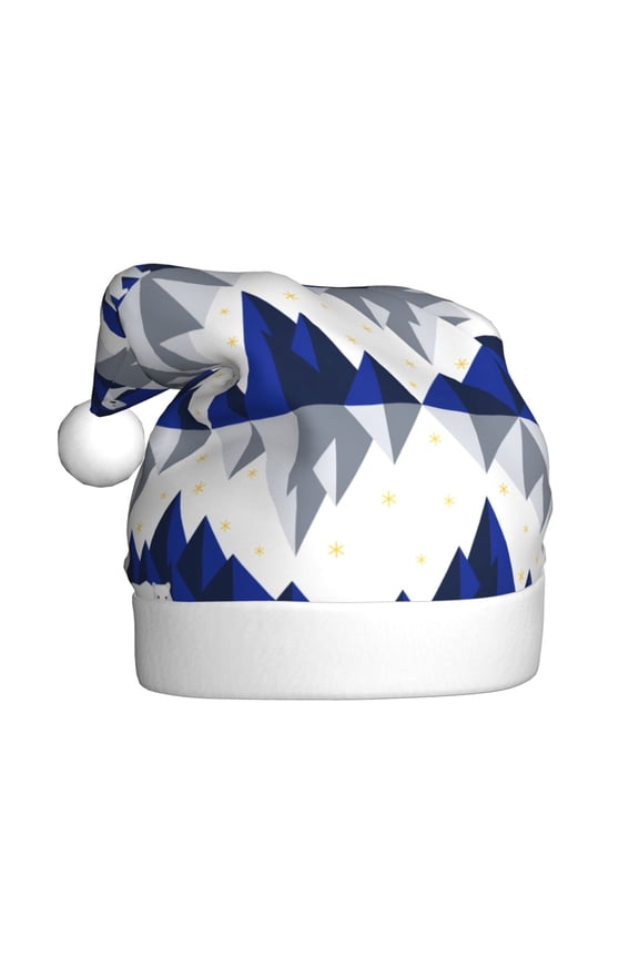 Cartoon Iceberg Polar Bear Pattern Santa Hat Christmas Hats for Adults, Holiday Unisex Velvet Comfort Xmas Hat for Women Men
