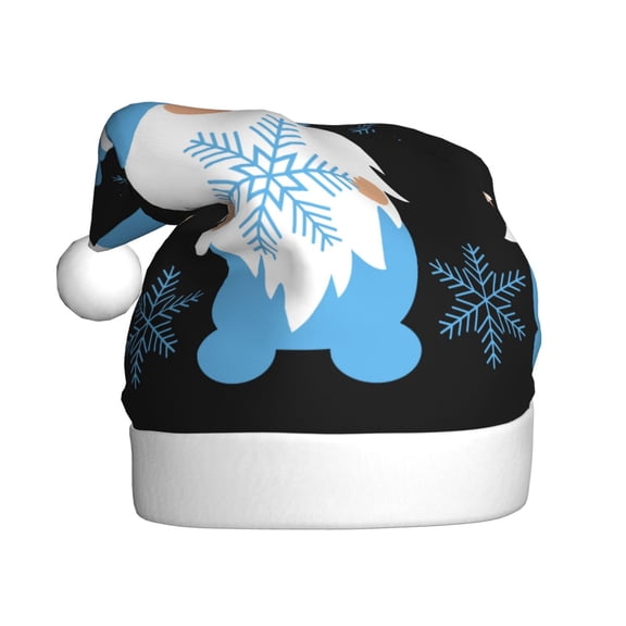 Kowoue Christmas Gnome Snowflake Pattern Santa Hat Christmas Hats for Adults, Holiday Unisex Velvet Comfort Xmas Hat for Women Men