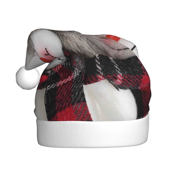 Kowoue Christmas Snowman With Hat Pattern Santa Hat Christmas Hats for Adults, Holiday Unisex Velvet Comfort Xmas Hat for Women Men