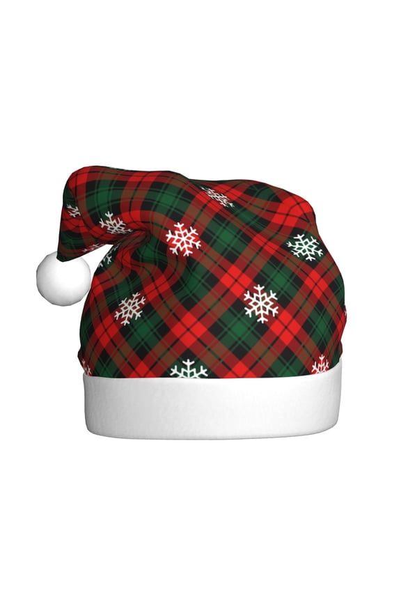 Christmas With Character Pattern Santa Hat Christmas Hats for Adults, Holiday Unisex Velvet Comfort Xmas Hat for Women Men