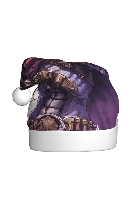 Cool Skull Cowboy Pattern Santa Hat Christmas Hats for Adults, Holiday Unisex Velvet Comfort Xmas Hat for Women Men