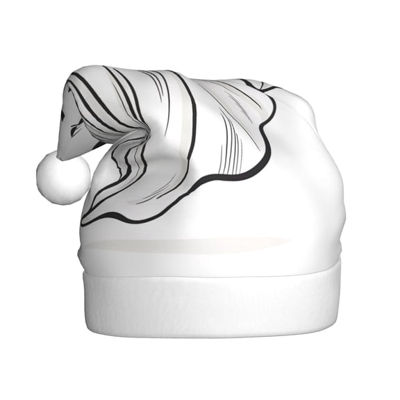 Kowoue Cute Ghost Simple Drawing Pattern Santa Hat Christmas Hats for Adults, Holiday Unisex Velvet Comfort Xmas Hat for Women Men