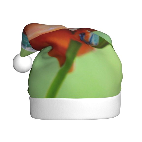 Kowoue Flying Frog On Branch Pattern Santa Hat Christmas Hats for Adults, Holiday Unisex Velvet Comfort Xmas Hat for Women Men