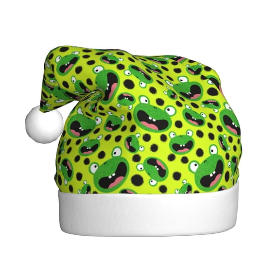 Kowoue Frogs Pattern Santa Hat Christmas Hats for Adults, Holiday Unisex Velvet Comfort Xmas Hat for Women Men