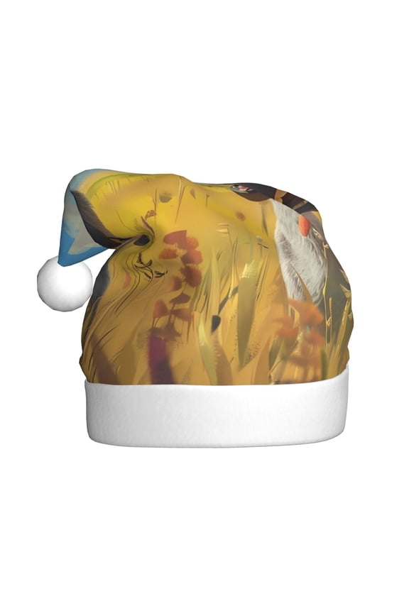 Funny Countryside Donkey Pattern Santa Hat Christmas Hats for Adults, Holiday Unisex Velvet Comfort Xmas Hat for Women Men