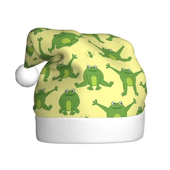 Kowoue Funny Frogs Pattern Santa Hat Christmas Hats for Adults, Holiday Unisex Velvet Comfort Xmas Hat for Women Men