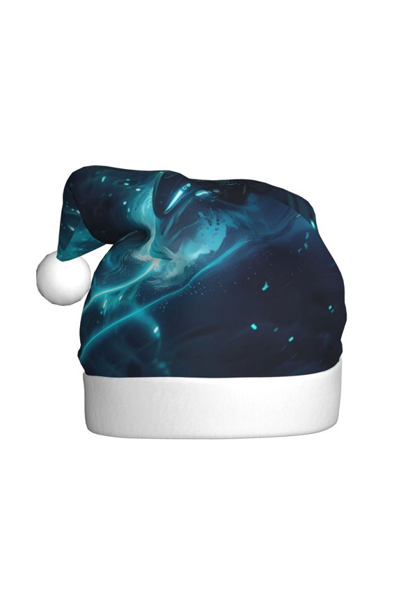 Futuristic Jet Ski Adventure Pattern Santa Hat Christmas Hats for Adults, Holiday Unisex Velvet Comfort Xmas Hat for Women Men