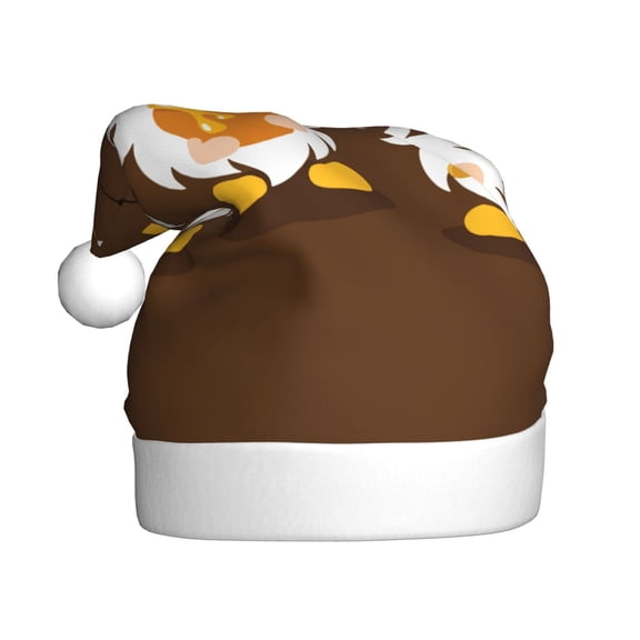 Kowoue Gnomes With Honey Pattern Santa Hat Christmas Hats for Adults, Holiday Unisex Velvet Comfort Xmas Hat for Women Men