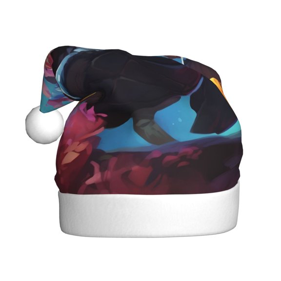 Kowoue Lively Cute Turtle Pattern Santa Hat Christmas Hats for Adults, Holiday Unisex Velvet Comfort Xmas Hat for Women Men