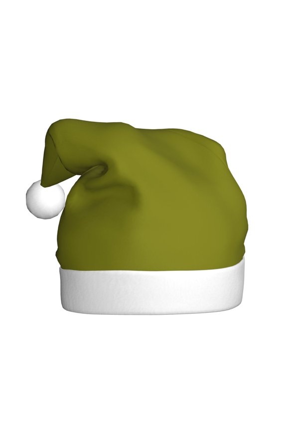 Olive Pattern Santa Hat Christmas Hats for Adults, Holiday Unisex Velvet Comfort Xmas Hat for Women Men
