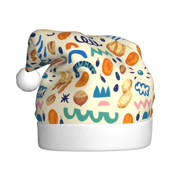 Kowoue Peanuts 8 Pattern Santa Hat Christmas Hats for Adults, Holiday Unisex Velvet Comfort Xmas Hat for Women Men