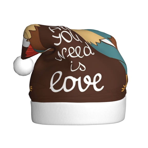 Kowoue Rooster And Chicken Pattern Santa Hat Christmas Hats for Adults, Holiday Unisex Velvet Comfort Xmas Hat for Women Men