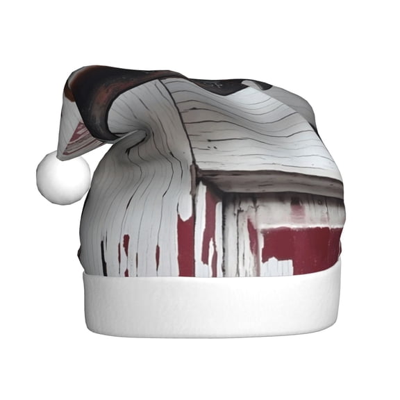 Kowoue Rustic Door Handle Closeup Pattern Santa Hat Christmas Hats for Adults, Holiday Unisex Velvet Comfort Xmas Hat for Women Men
