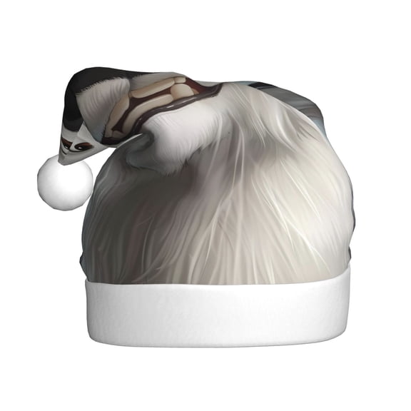 Kowoue Smiling Polar Bear Pattern Santa Hat Christmas Hats for Adults, Holiday Unisex Velvet Comfort Xmas Hat for Women Men