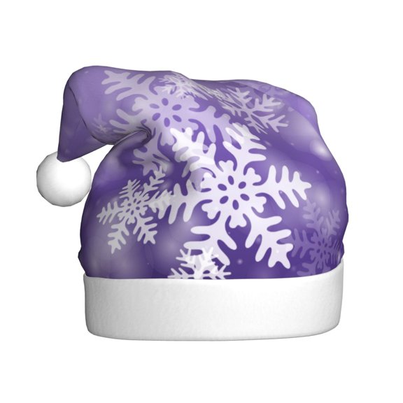 Kowoue Snowflakes Pattern Santa Hat Christmas Hats for Adults, Holiday Unisex Velvet Comfort Xmas Hat for Women Men