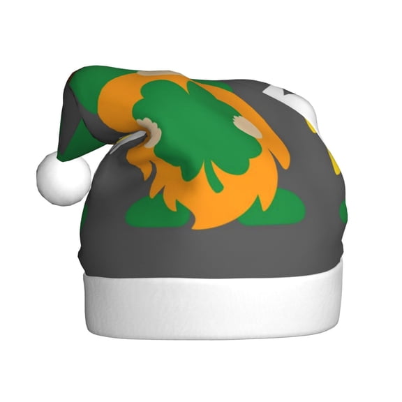 Kowoue Spring St PatrickS Day Irish Gnomes Pattern Santa Hat Christmas Hats for Adults, Holiday Unisex Velvet Comfort Xmas Hat for Women Men