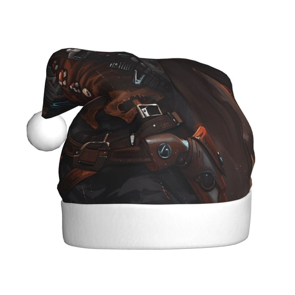 Kowoue Steampunk Cowboy Cat Pattern Santa Hat Christmas Hats for Adults, Holiday Unisex Velvet Comfort Xmas Hat for Women Men