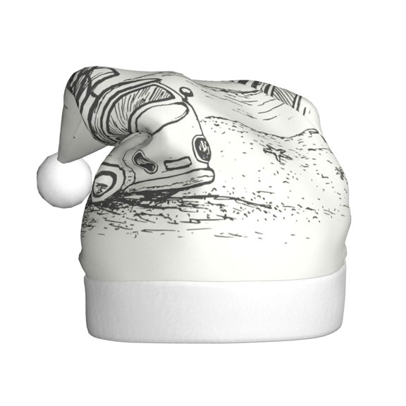 Kowoue Summer Vacation Scene With Camping Van Pattern Santa Hat Christmas Hats for Adults, Holiday Unisex Velvet Comfort Xmas Hat for Women Men