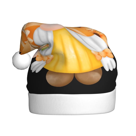 Kowoue Sunflower Gnomes 2 Pattern Santa Hat Christmas Hats for Adults, Holiday Unisex Velvet Comfort Xmas Hat for Women Men