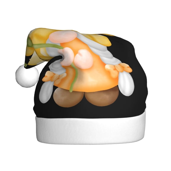 Kowoue Sunflower Gnomes 3 Pattern Santa Hat Christmas Hats for Adults, Holiday Unisex Velvet Comfort Xmas Hat for Women Men