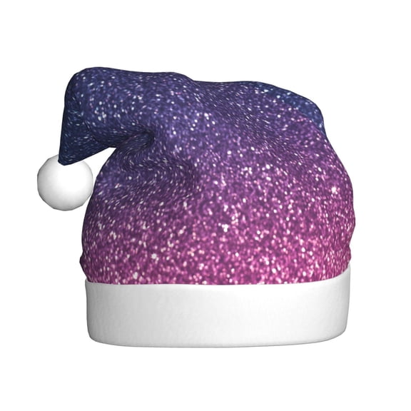 Kowoue Violet Glitter Pattern Santa Hat Christmas Hats for Adults, Holiday Unisex Velvet Comfort Xmas Hat for Women Men