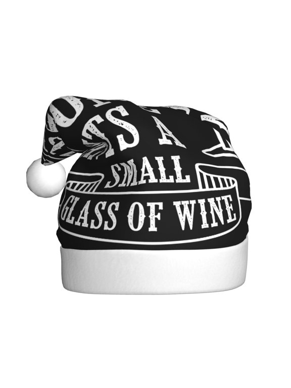 Wine Funny Pattern Santa Hat Christmas Hats for Adults, Holiday Unisex Velvet Comfort Xmas Hat for Women Men