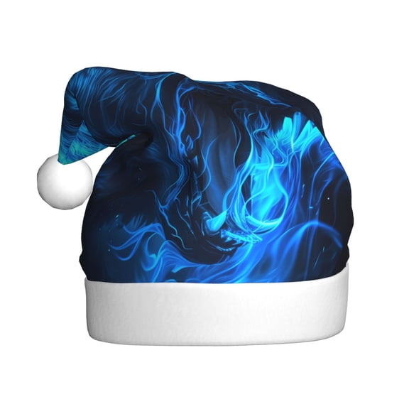 Kowoue Wolf Pattern Santa Hat Christmas Hats for Adults, Holiday Unisex Velvet Comfort Xmas Hat for Women Men