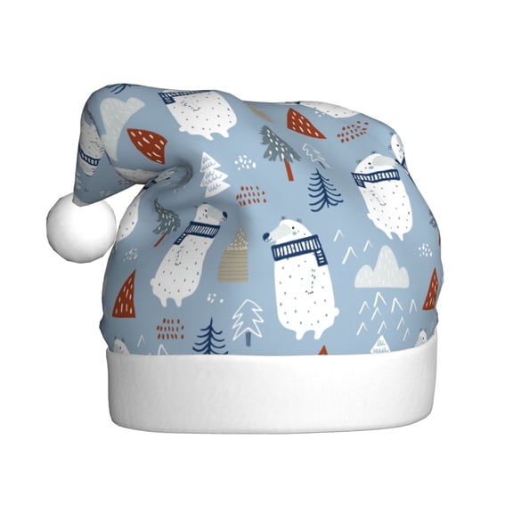Kowoue winter Scarf beer Pattern Santa Hat Christmas Hats for Adults, Holiday Unisex Velvet Comfort Xmas Hat for Women Men