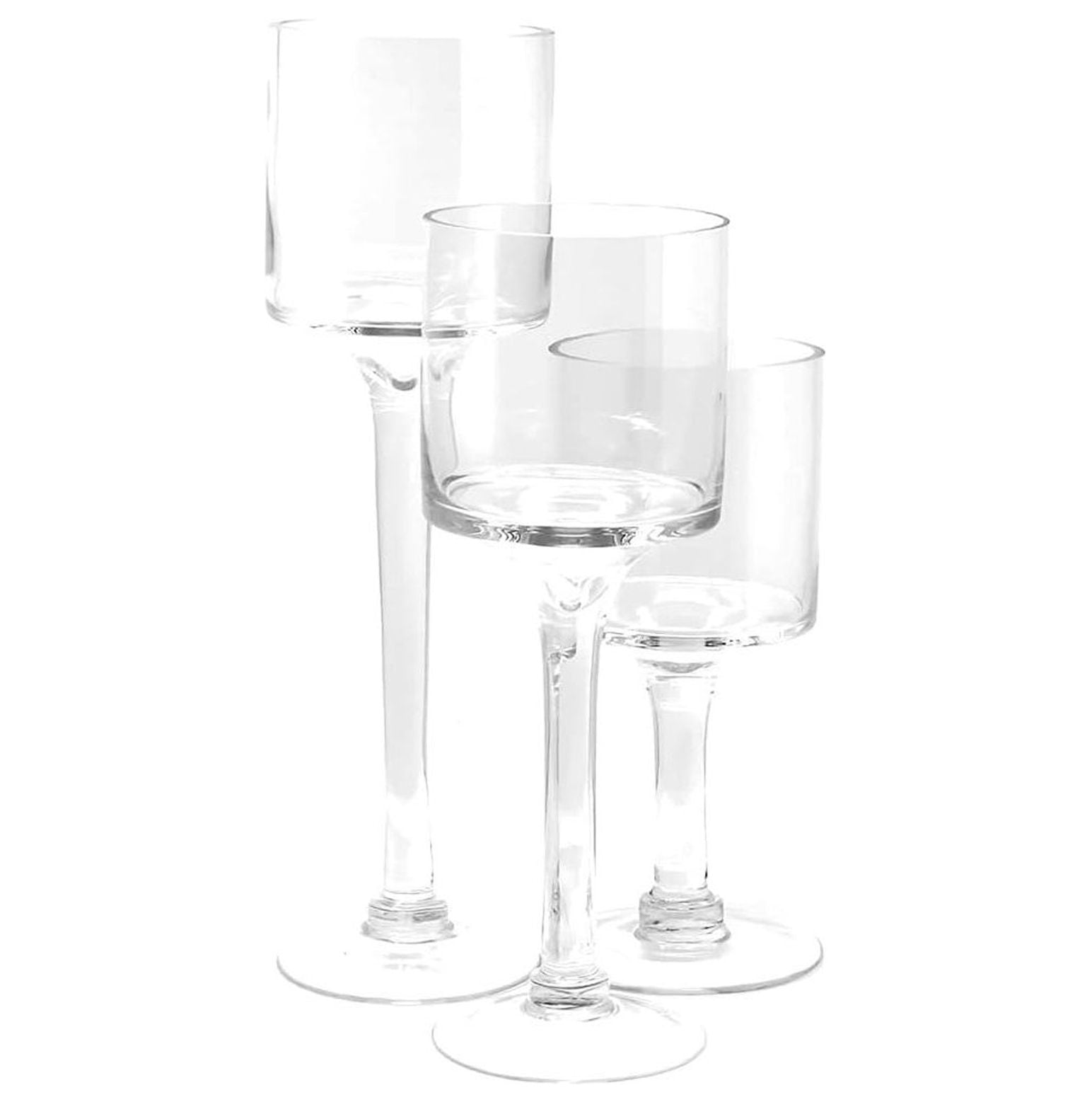 Koyal Long Stem Glass Candle Holder, Set of 3