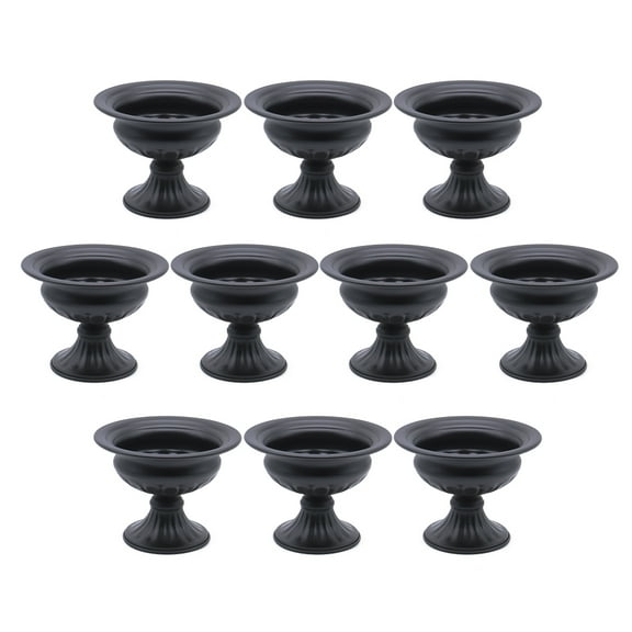Koyal Wholesale 10 Pack 4.75" D x 5.4" H Black Ribbed Pedestal Decorative Bowl, Compote Centerpiece Vase