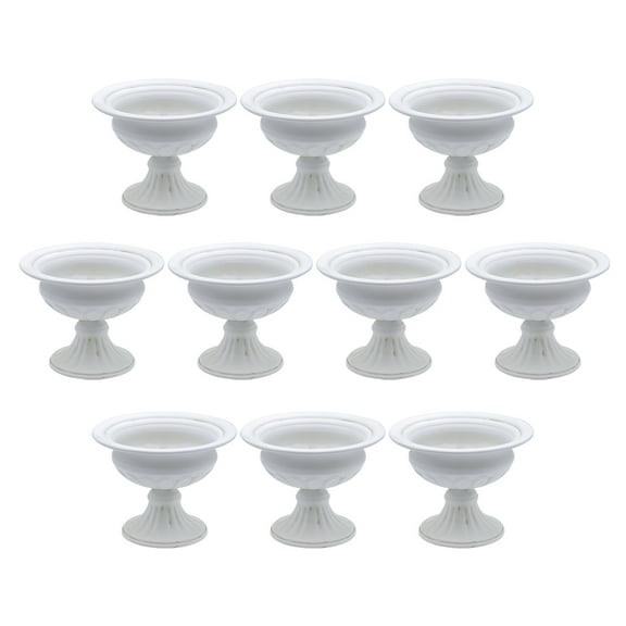 Koyal Wholesale 10 Pack 4.75" D x 5.4" H White Ribbed Pedestal Decorative Bowl, Compote Centerpiece Vase
