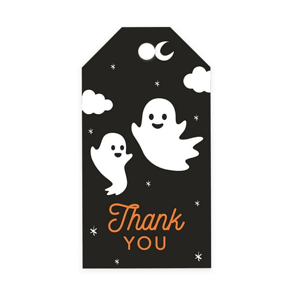 Koyal Wholesale 100-Pk Cute Ghosts Halloween Gift Tags With String, Favor Bag Tags Halloween Decorations 2 x 3.75 inch