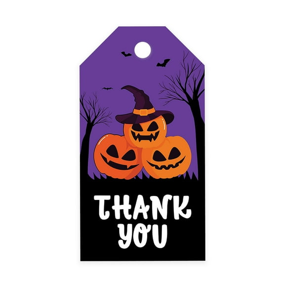 Koyal Wholesale 100-Pk Jk O Lanterns Halloween Gift Tags With String, Favor Bag Tags Halloween Decorations 2 x 3.75 inch