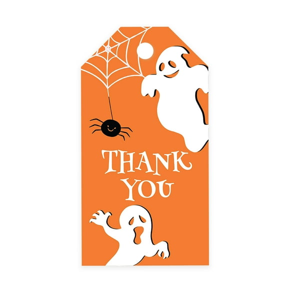 Koyal Wholesale 100-Pk Scary Ghosts Halloween Gift Tags With String, Favor Bag Tags Halloween Decorations 2 x 3.75 inch